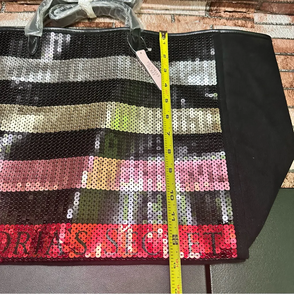 Victorias Secret Sequin Stylish Black and Multicolor Tote Bag - Image 8