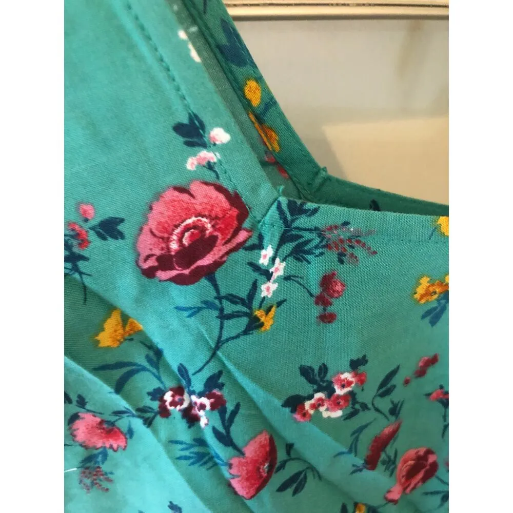 B.O.G. Collective Lottie & Holly Floral Green Ruffle Sleeve Dress - Size L - Image 2