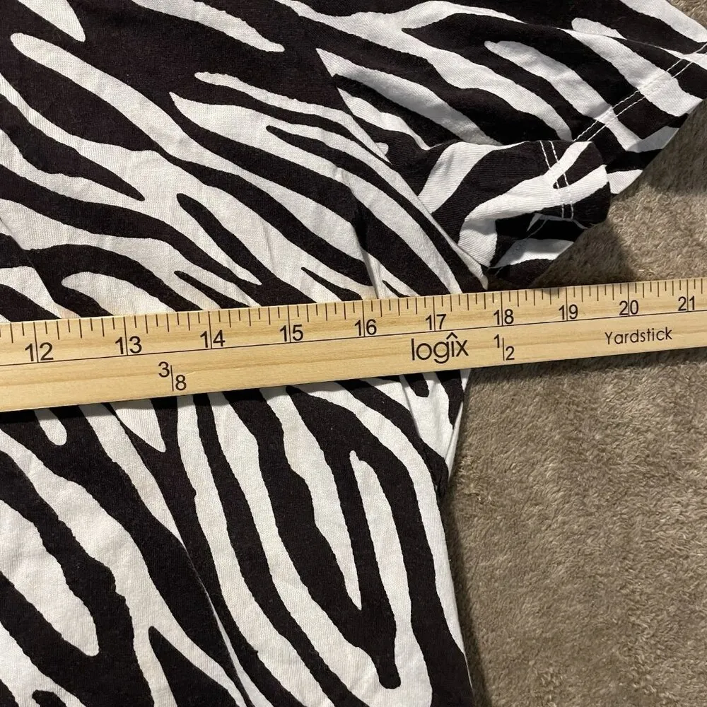 Charter Club Shirt Womens Large Supima Cotton Zebra Prin Tshirt Dark Brown White - Image 4