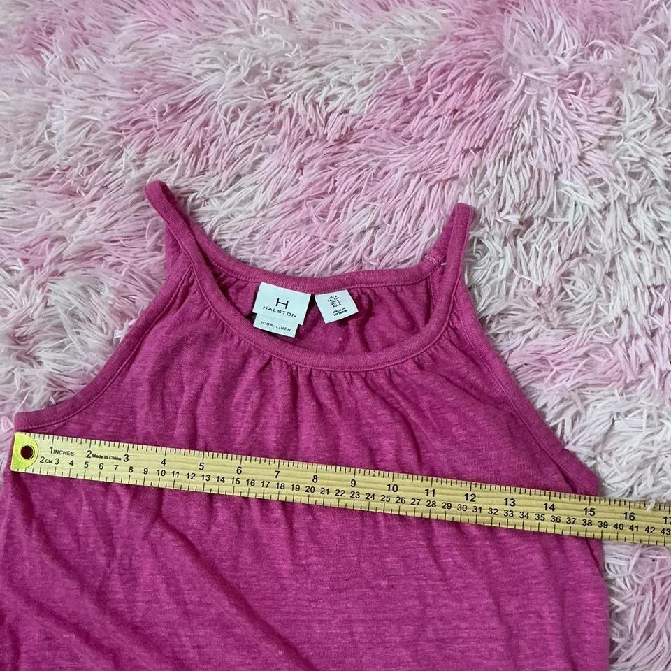 Halston Women's‎ Pink Linen Tank Top Sleeveless Casual Summer - Image 4