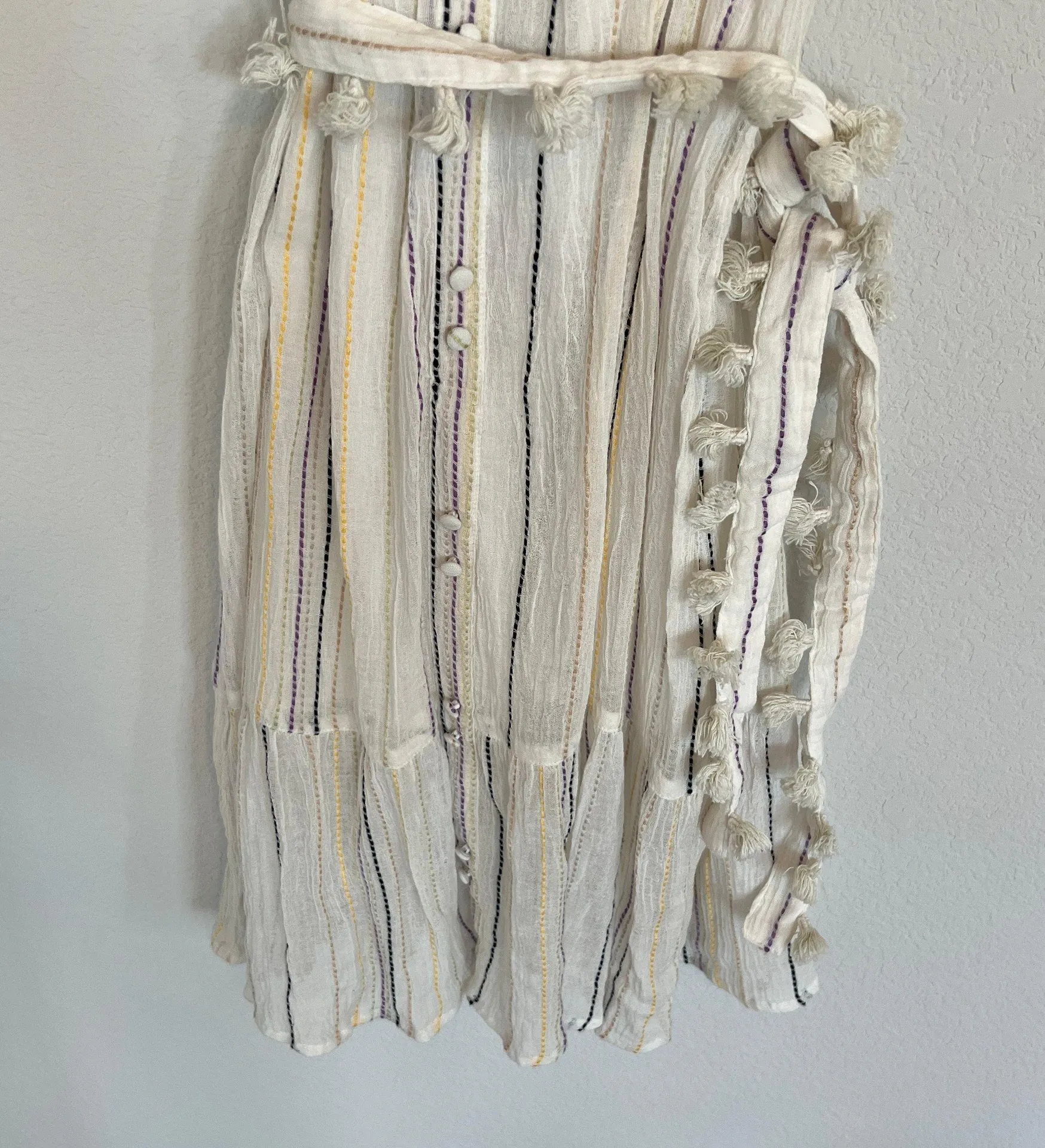 Cotton Blend Striped Off Shoulder Dress Size XS - Image 4