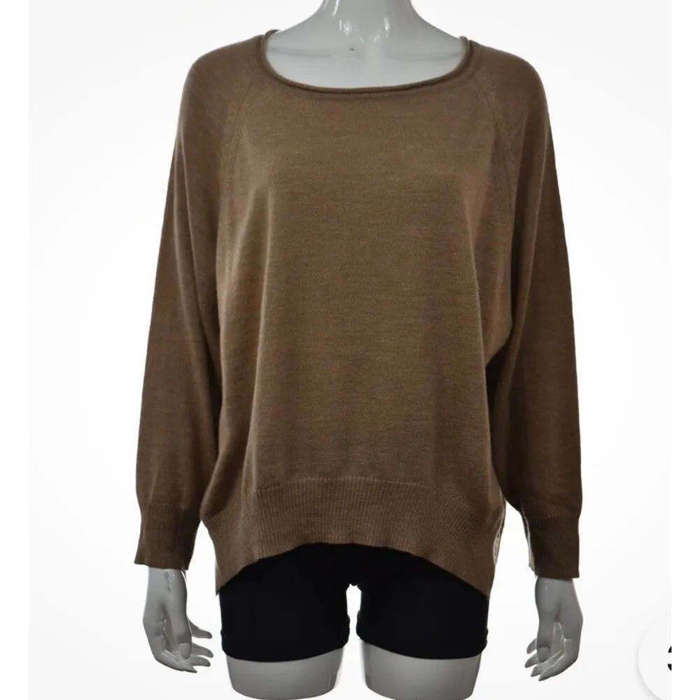 525 America Sweater Size Small Gray Solid Scoop Batwing Long Sleeve Wool 1912 - Image 2