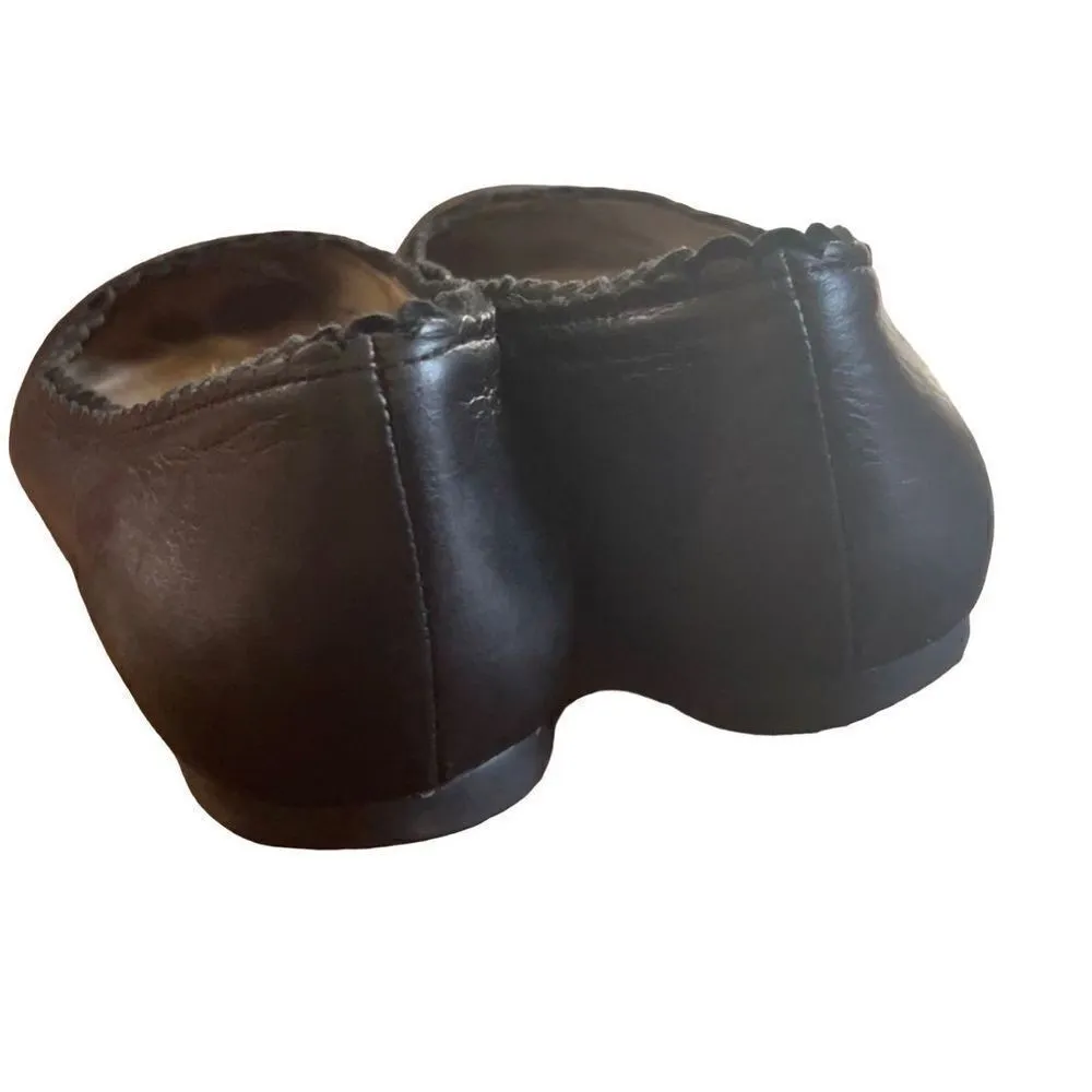 Louise et Cie Lo-Caynlee Smooth Black Leather Ballet Flats Ruffled Edges 8.5M - Image 4