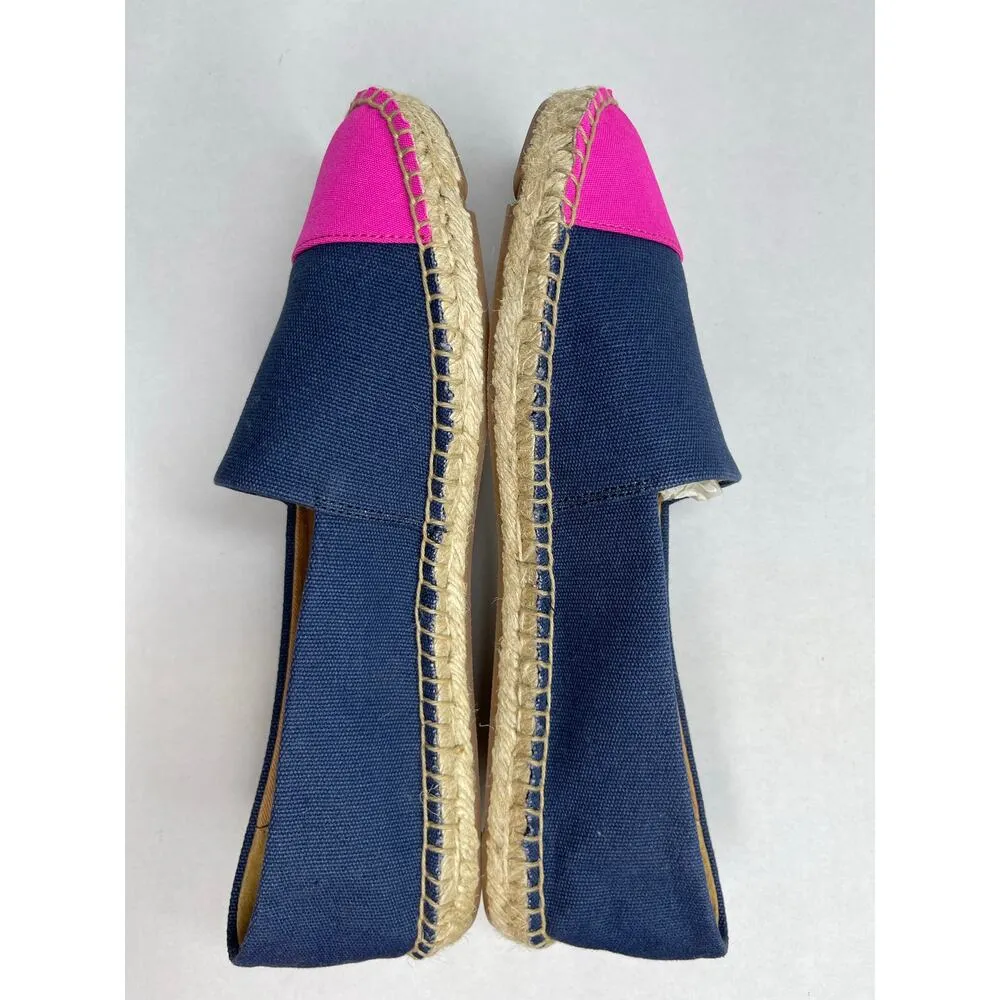 J. Crew Color block Canvas Cap Toe Slip-On Espadrilles Size 8.5 New Navy/Pink - Image 7
