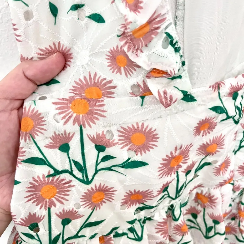 Petal & Pup Anya Floral Ruffle Shoulder Puff Sleeve White Mini Dress US 10 - Image 7