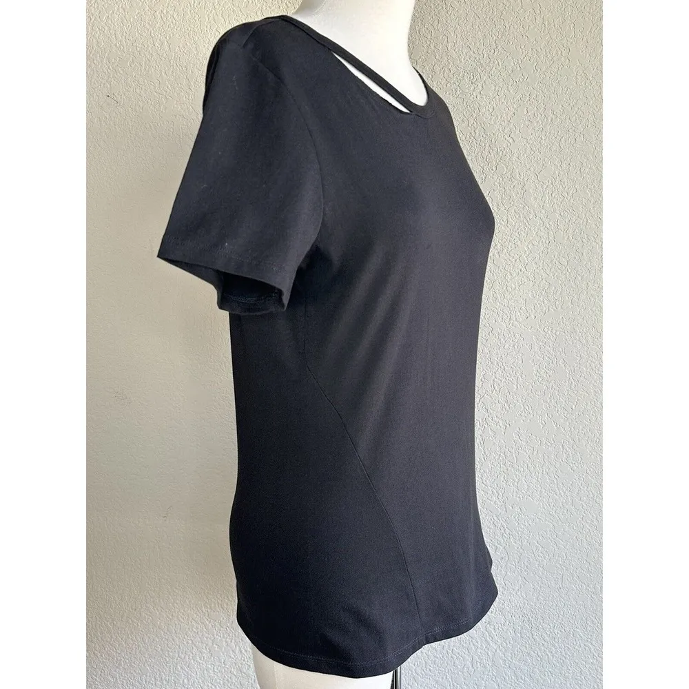 Womens Cut Out Top Harlow BFF Tee Collar Cypress Slit Black S NEW - Image 5