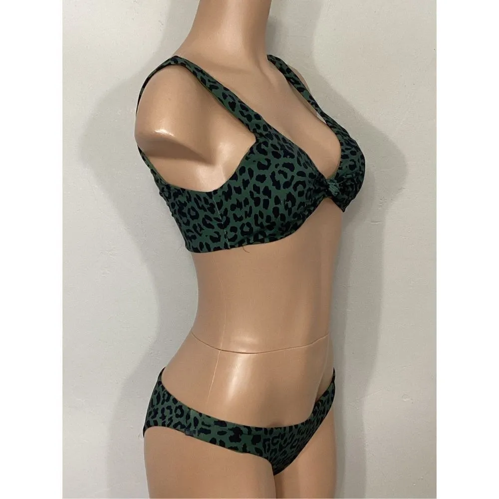 AQUA New.  green leopard print bikini. Retails $149 - Image 3