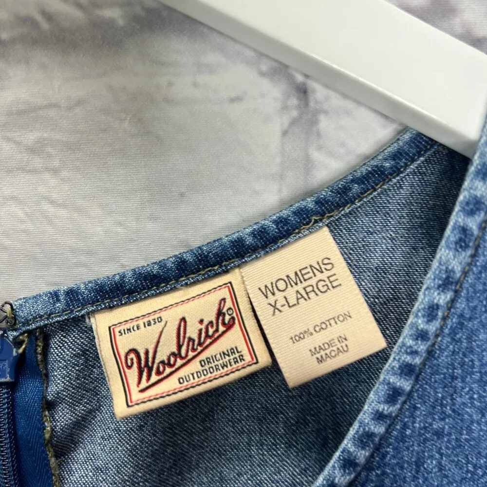 Woolrich Denim Jean Sleeveless Sheath Dress Size XL Blue Scoop neck Midi Jumper - Image 3