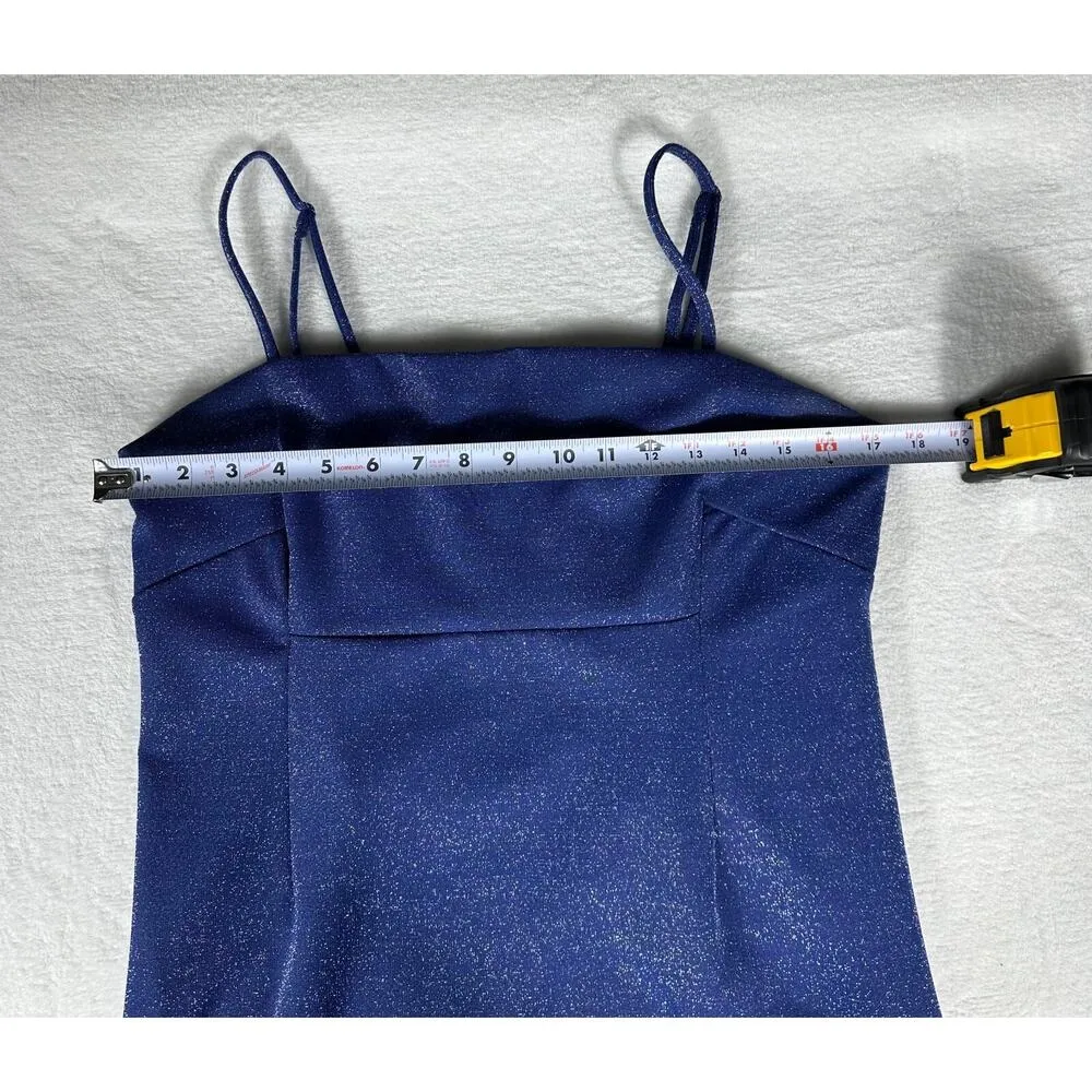 Wild Fable Blue Sparkly Party Dress Spaghetti Straps Stretch Poly Knit Size L - Image 6