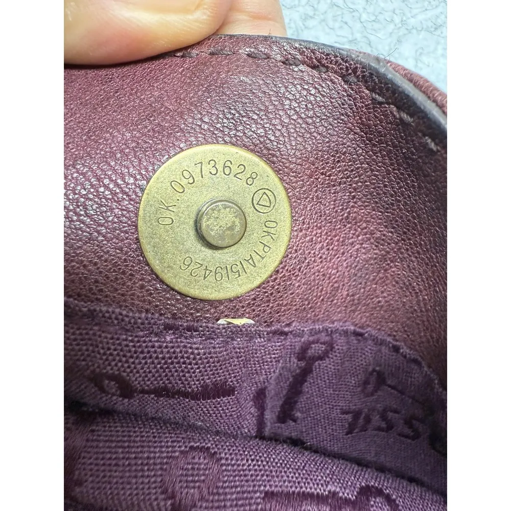 Fossil Crossbody Bag Womens Brown Leather Long Live Vintage Flap Purse Key Tag - Image 8