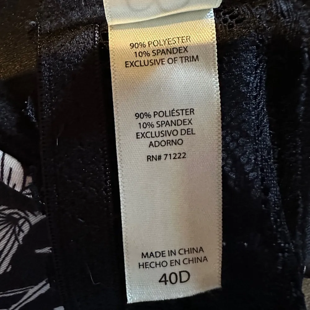 Jessica Simpson Black and White Floral Underwire Bra Lace Trim 40D - Image 16