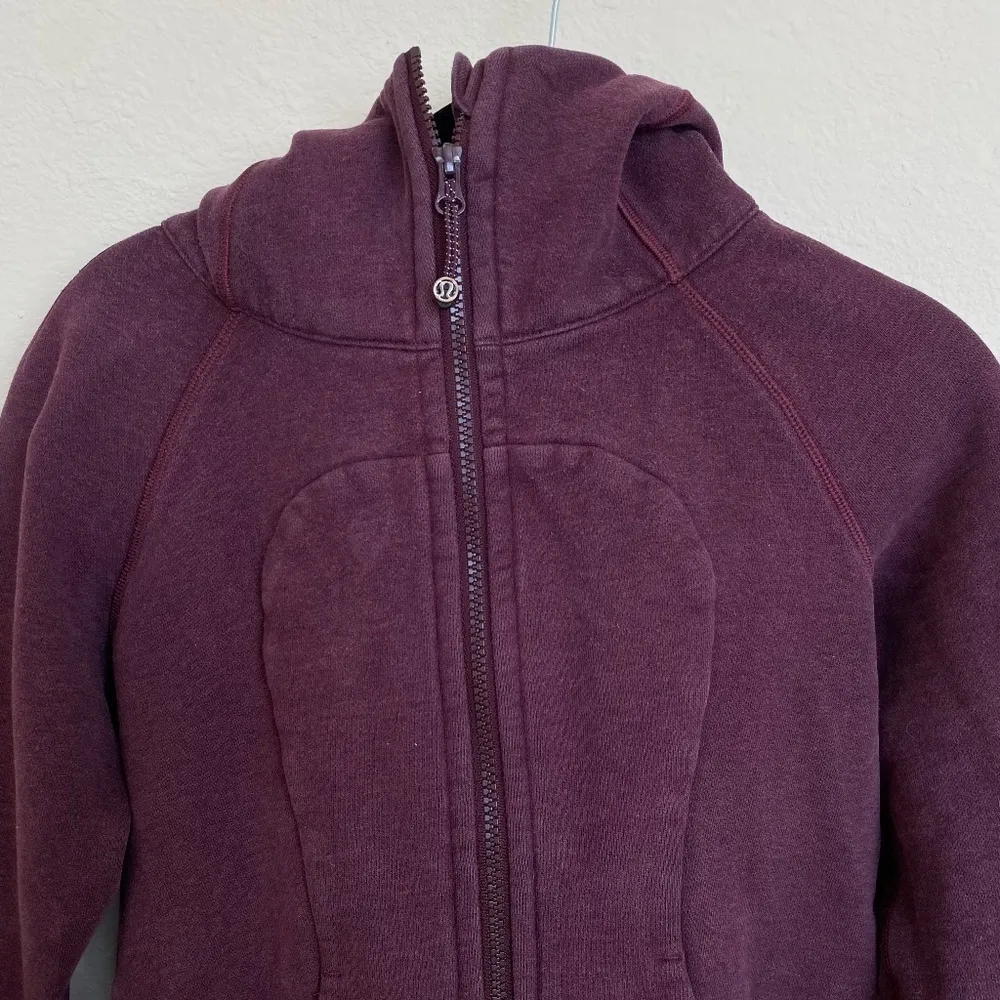 Lululemon zip up Scuba Classic Cotton Fleece Heathered Bordeaux Drama‎ size 4 - Image 5