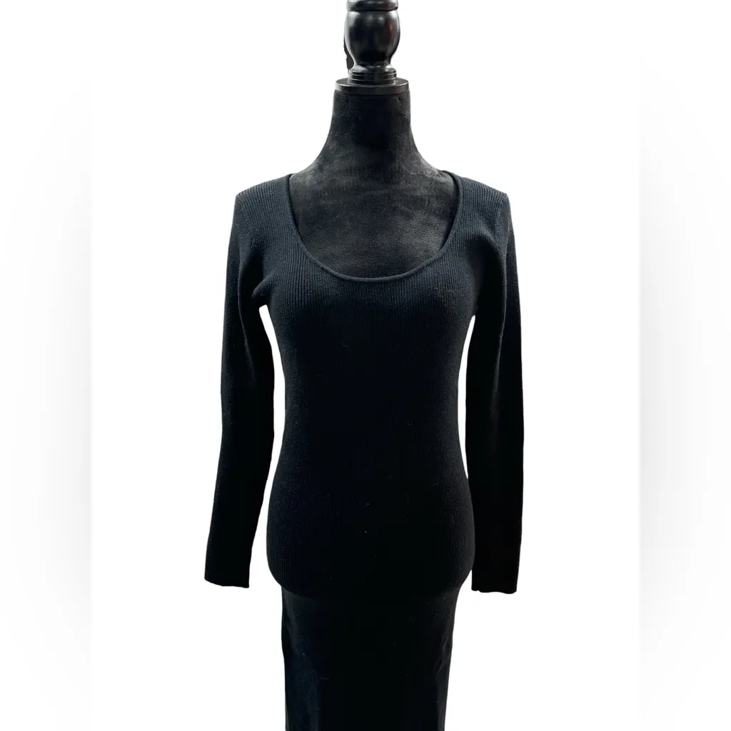 RSQ Chic Black Ribbed Long Sleeve Maxi Bodycon Minimalist Dress XL - Image 3