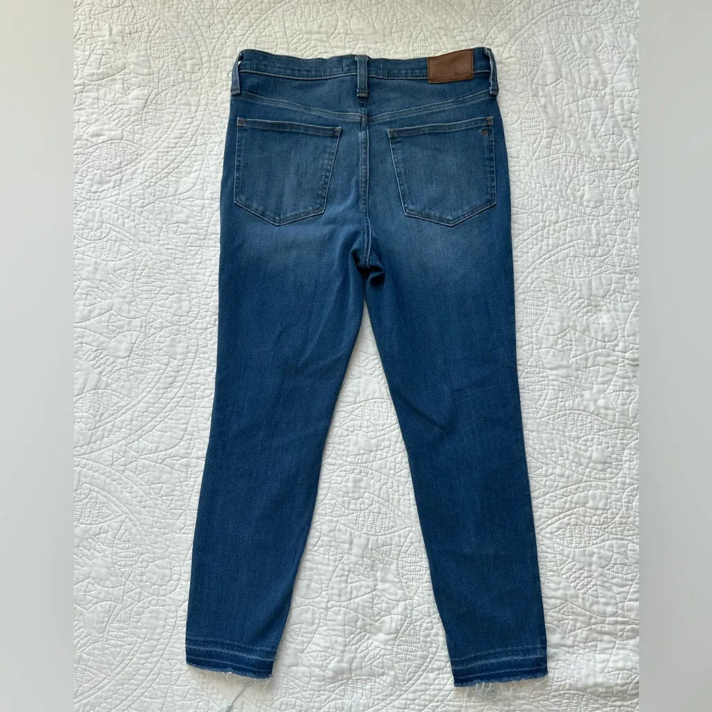 Madewell 10" High Rise Skinny Jeans Distressed Size 28 Stretch Raw Hem - Image 9