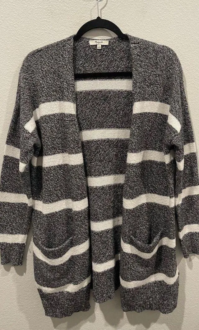 MADEWELL Striped Open Cardigan Grey Sweater - Image 2