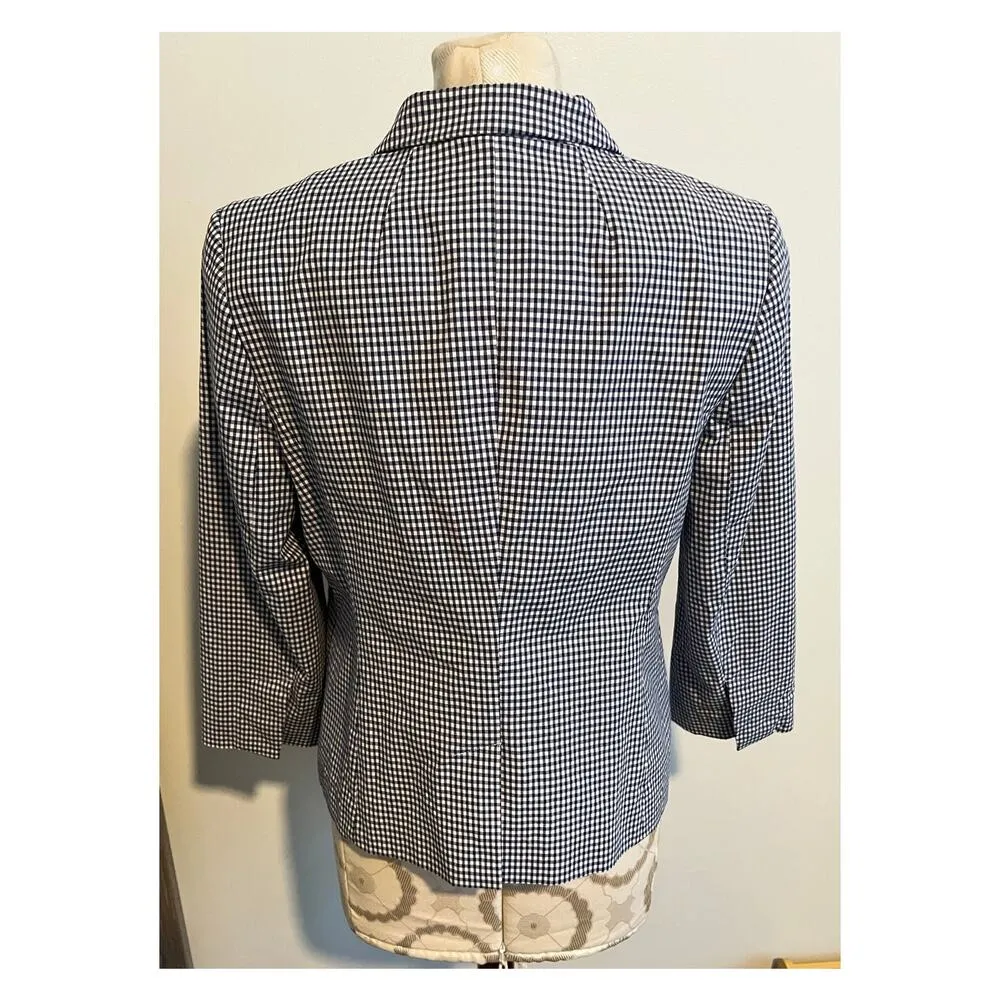 Talbots Gingham Blue/White 3 Button Blazer Petite Size 10 - Image 4