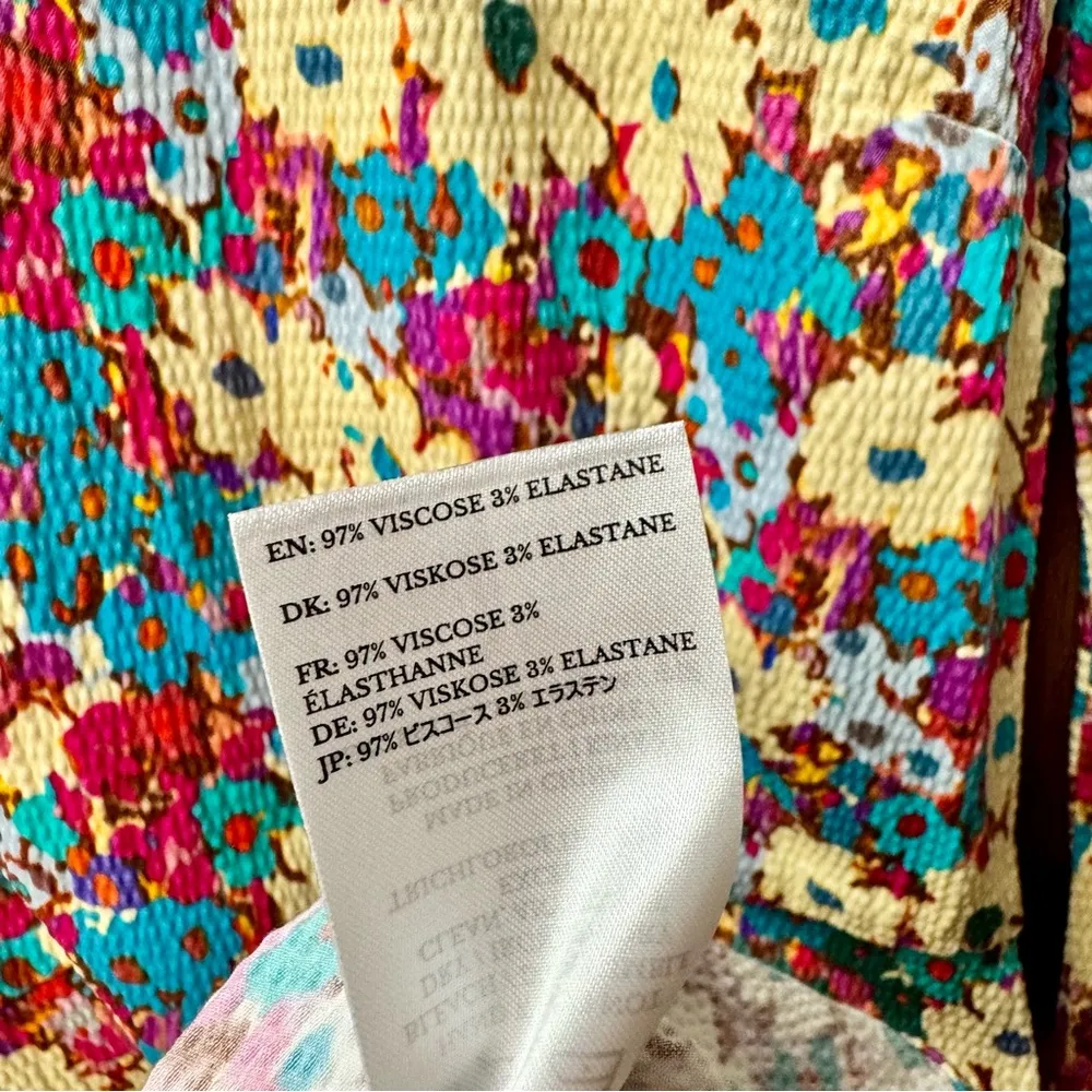 Stine Goya Jasper Daisy Field Teal Multicolor Floral 3/4 Sleeve Mini Dress Small Pink - Image 5