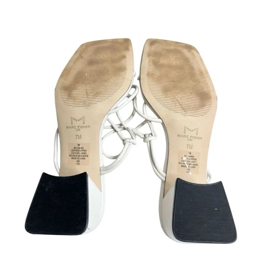 Marc Fisher Sandals Size 7 Off White Leather Slip On Davia Shoes - Image 11