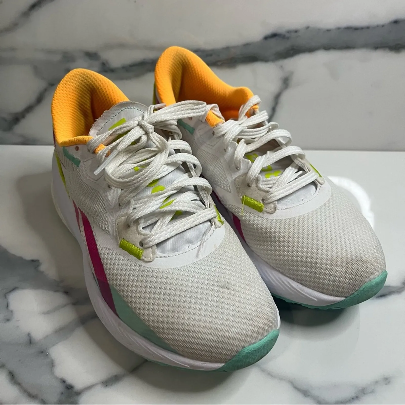 Reebok | Women's White Mint Acid Yellow Floatride Energy Daily Shoes Sz 6 - Image 2
