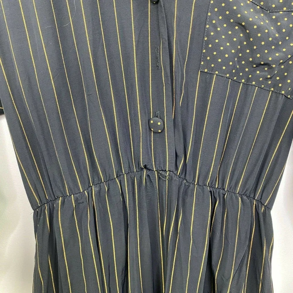 BGB LTD Vintage Black Gold Polka Dot 3/4 Sleeve Striped Dress Women’s Size 8 - Image 4