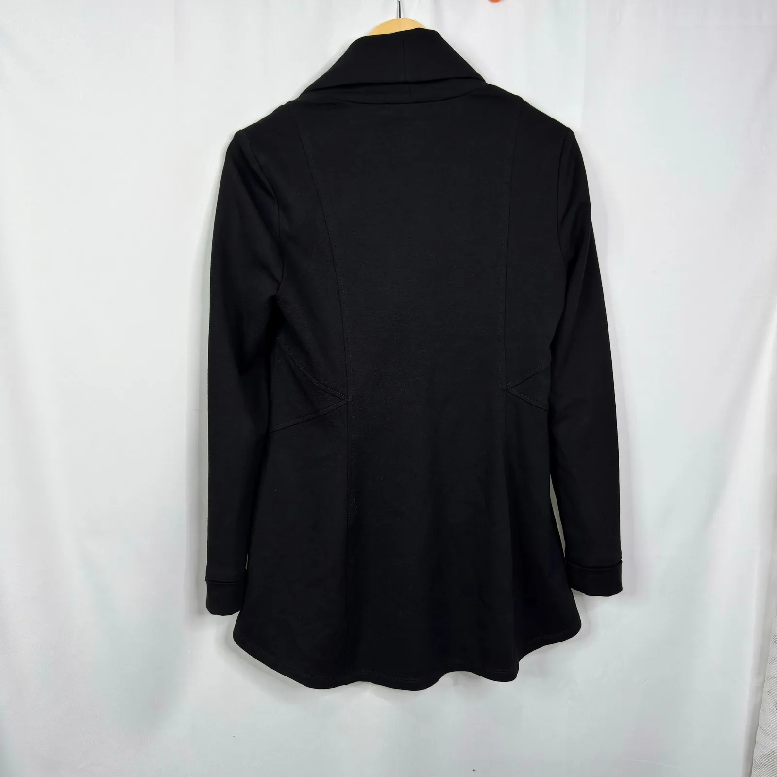 WHBM Black Asymmetrical Zipper Cowl Neck Sweater Jacket Size 2 - Image 5