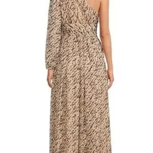 Gianni Bini Dalia One Shoulder Animal Print Chiffon Maxi Dress Asymmetrical 4 - Image 3