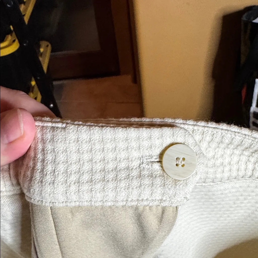 NWT Theory Straight Slit Pant in Waffle-Knit Cotton Ecru Size 12 *FLAW* - Image 16