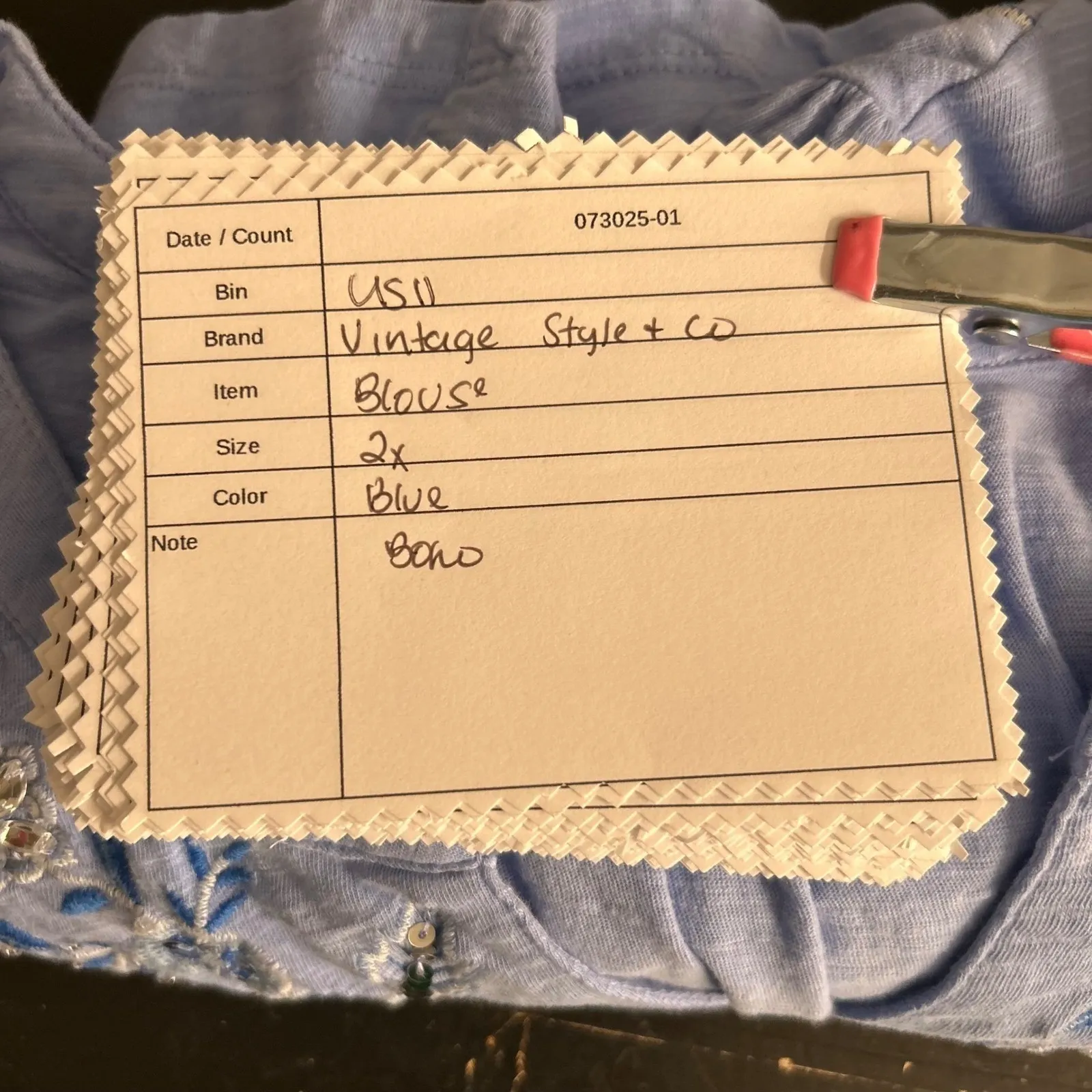 Vintage‎ Peasant Blouse Blue 2X - Image 10