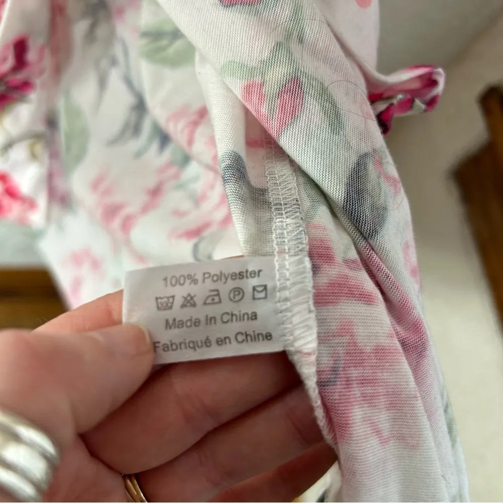 Show Me Your MUMU | Gardens Of Bloom Brie Robe Bridal White Pink Floral Size OS - Image 5