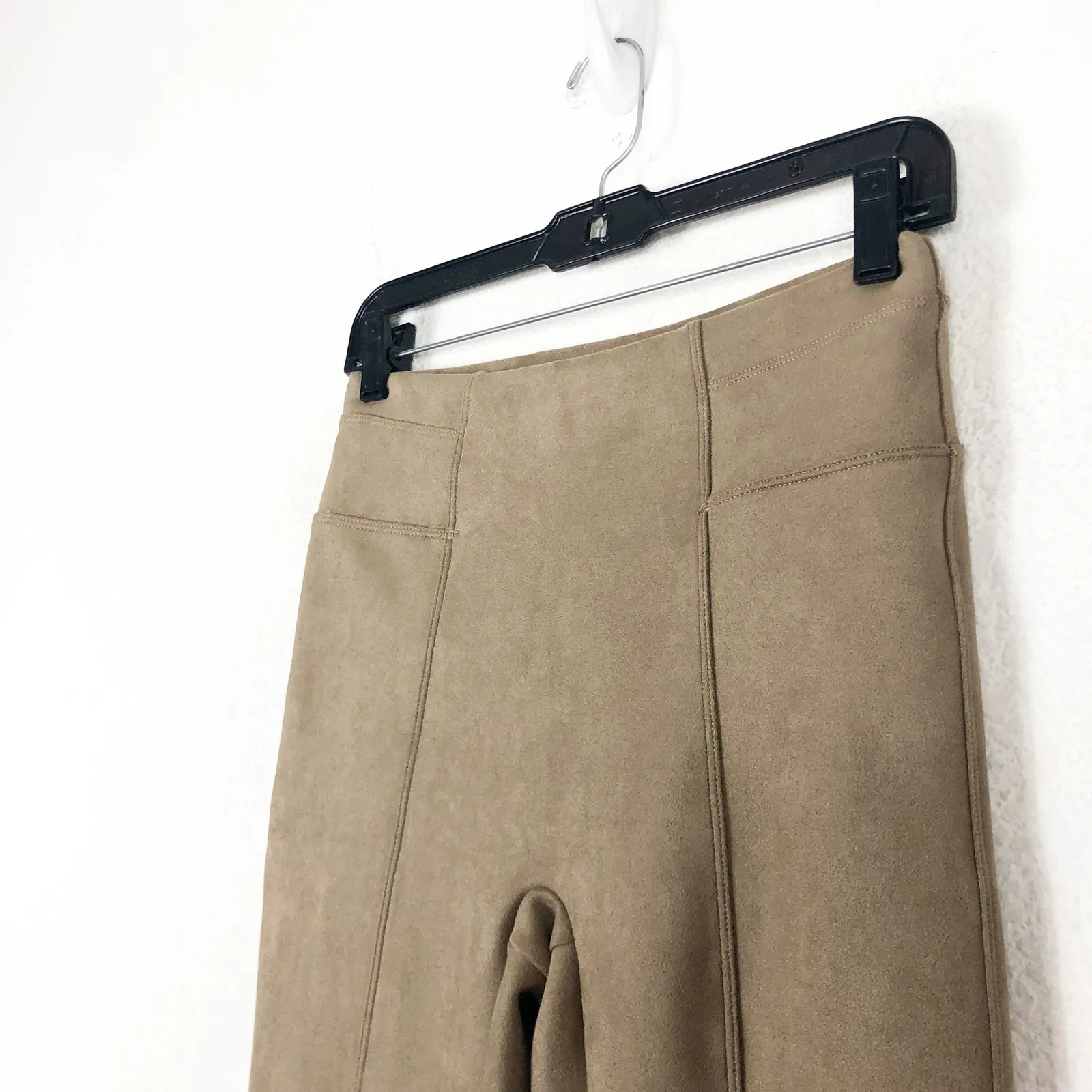 Spanx Faux Suede Leggings Size Small Tan High Rise Stretch Neutral Quiet Luxury - Image 9