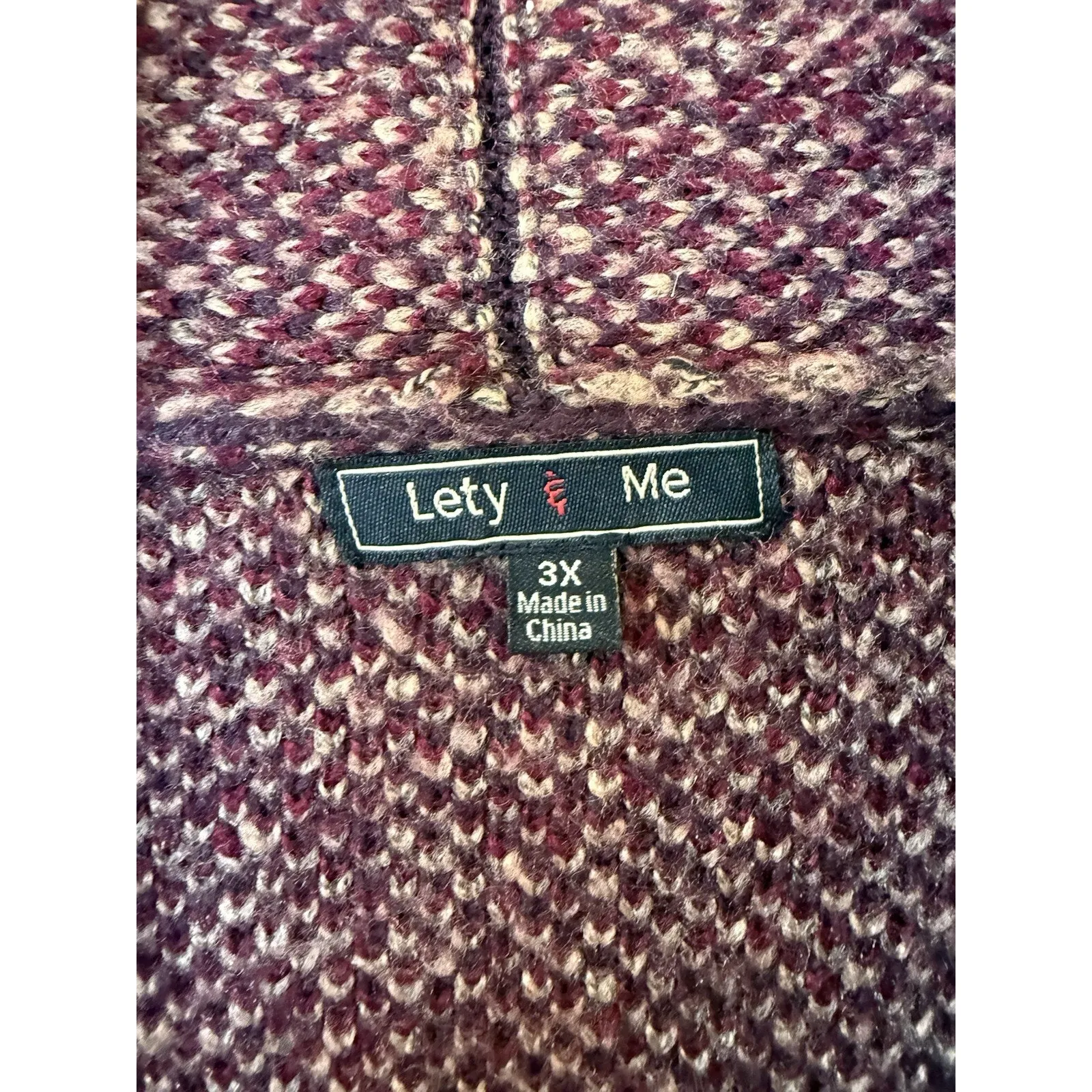 Lety & Me Cardigan Women's 3X Red Beige Sweater Chunky Knit Open Front Size undefined - Image 5