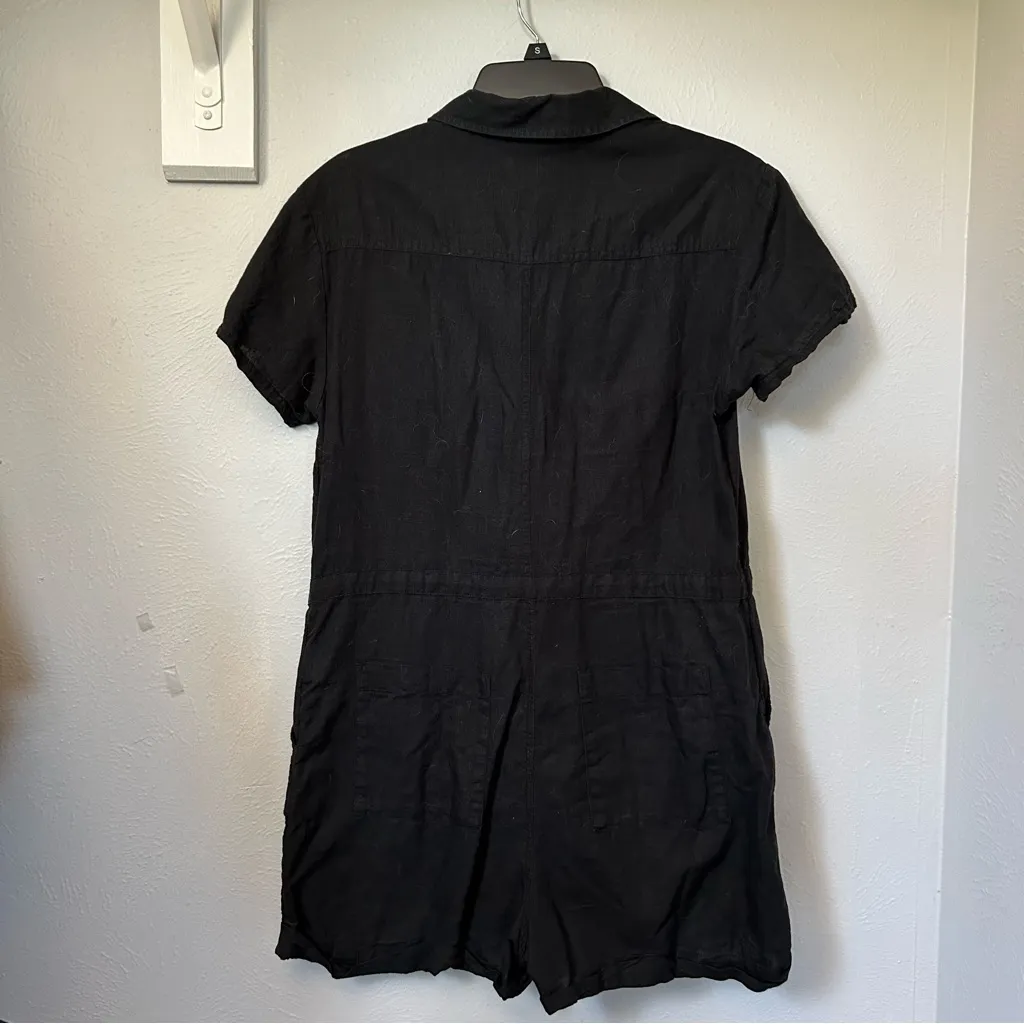 Pact‎ Women's Size medium black The Harbor Short Romper organic cotton shortalls - Image 2