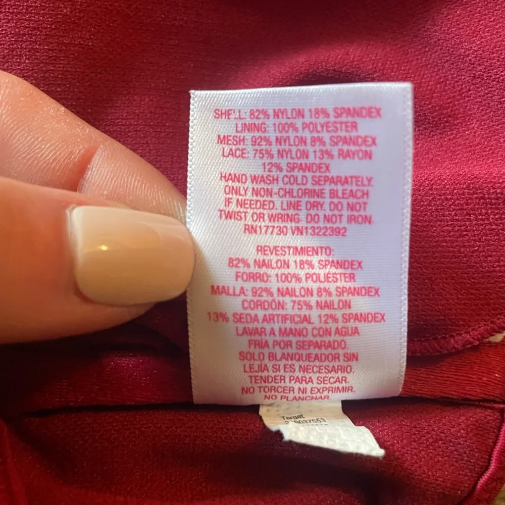 Xhilaration Bikini Swim Suit Halter Top, Tie in Back, Red Mesh Sheer Lace - Image 7