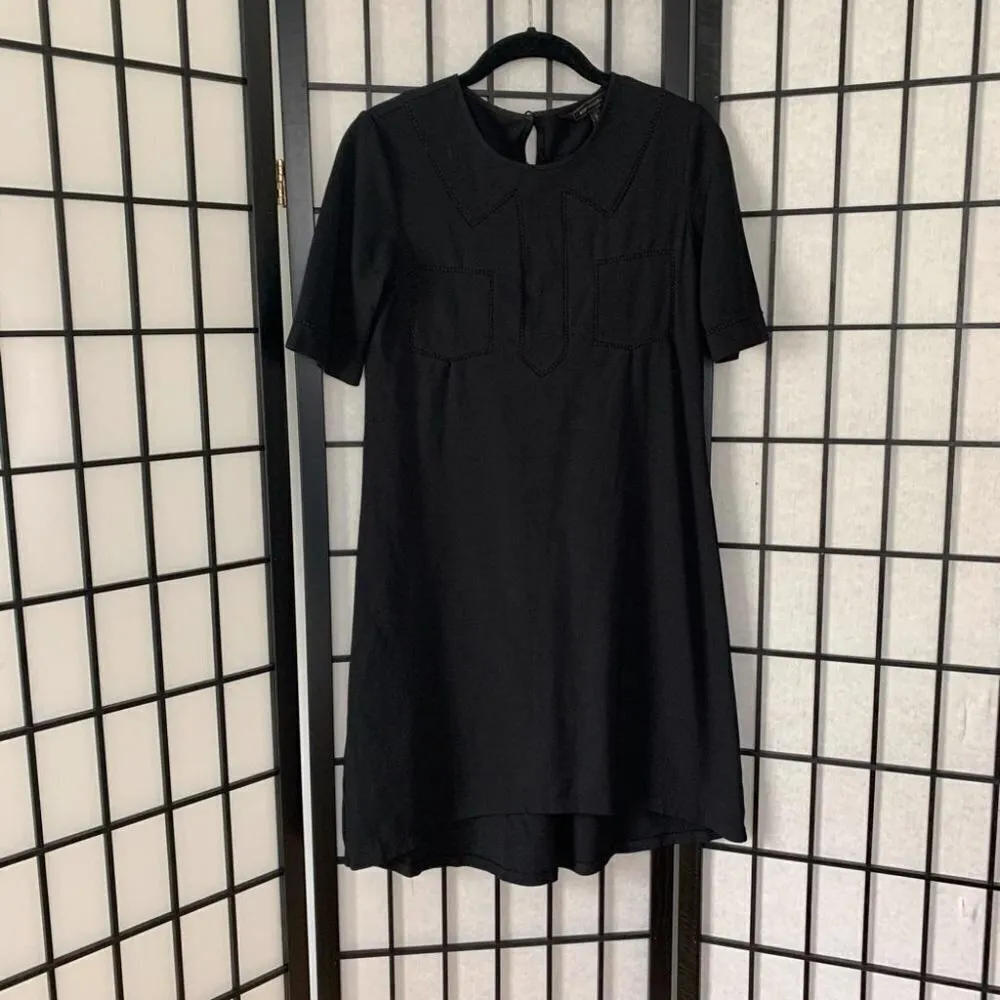 BCBGMaxAzaria Straight Shift Short Sleeve Knee Length Aisha Dress Black X-Small - Image 8