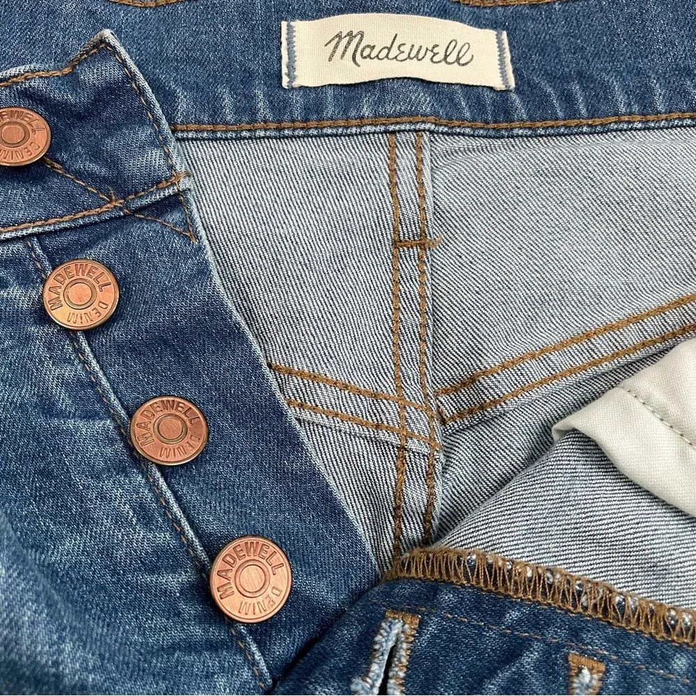 Madewell High-Rise Denim‎ Boy Shorts Button-Through Edition Size 26 Clanton Wash - Image 7