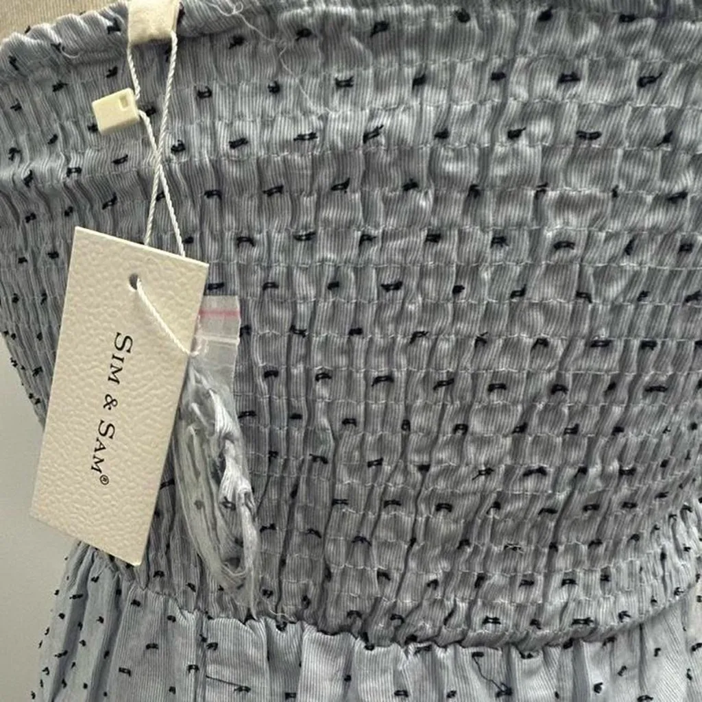 Sim & Sam Gray and White Strapless Sundress with Tiered Skirt.  Cottagecore, - Image 3