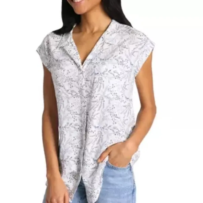 Jachs NWT 🎁 Girlfriend Women's Blue White Floral Button Front Blouse - Image 4