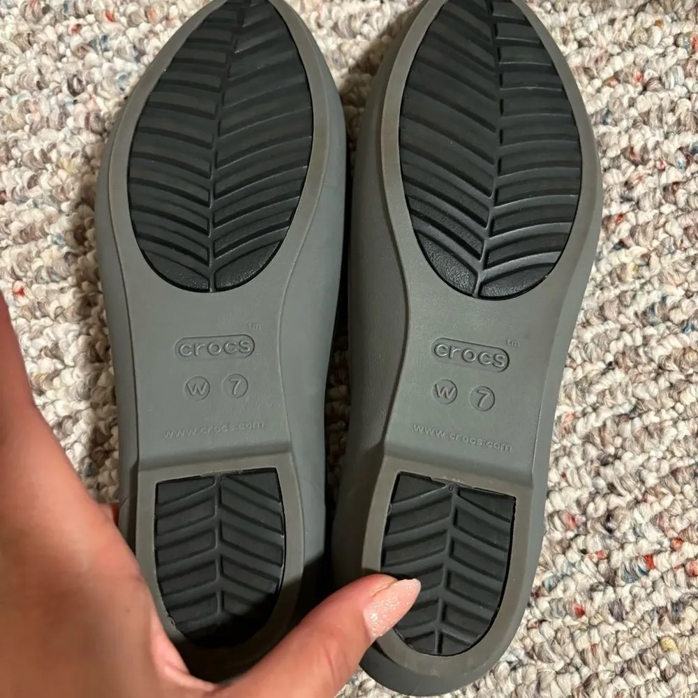 Crocs Eve Iconic Comfort Ballet Flat Shoes Gray- Size 7 - Image 5