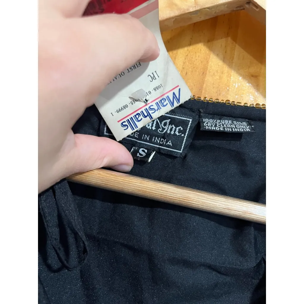 New Deadstock Nagpal Silk Beaded Evening Sequin Holiday Party Jacket Vintage Black - Image 7