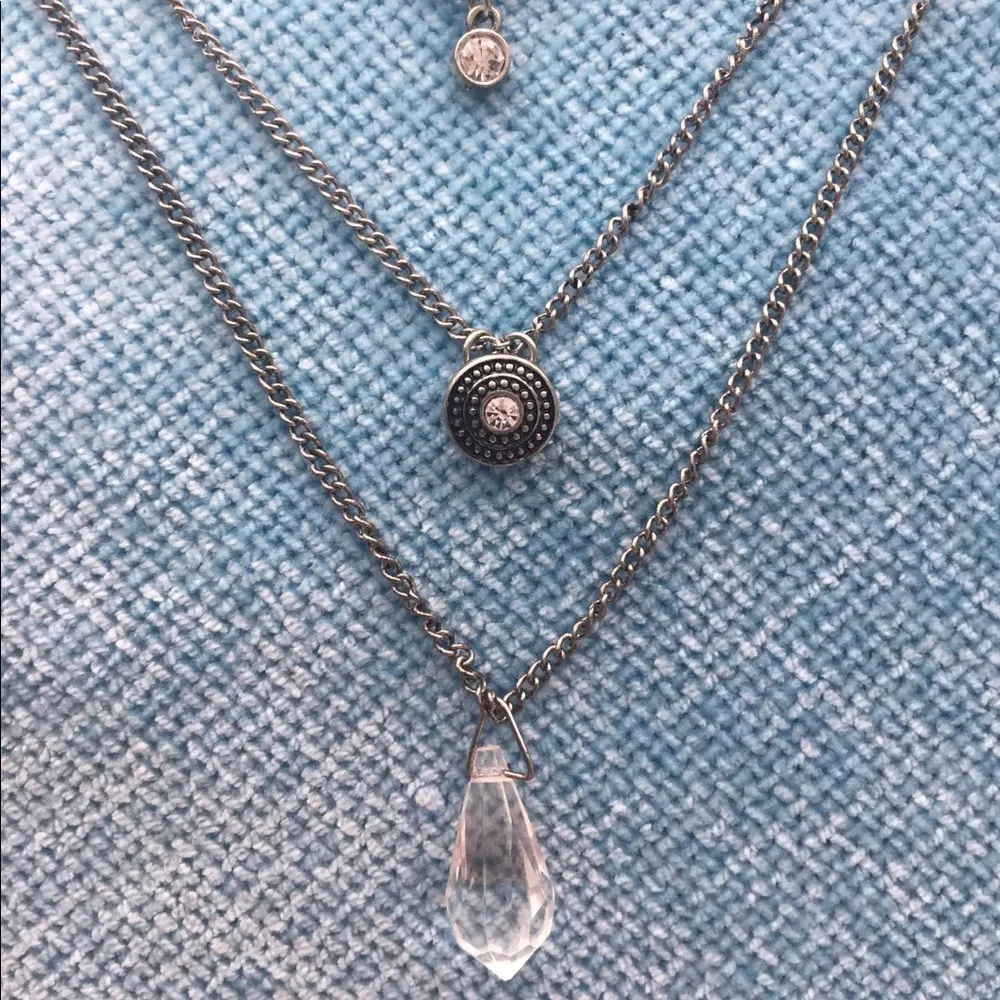 3 tier crystal necklace Silver - Image 3