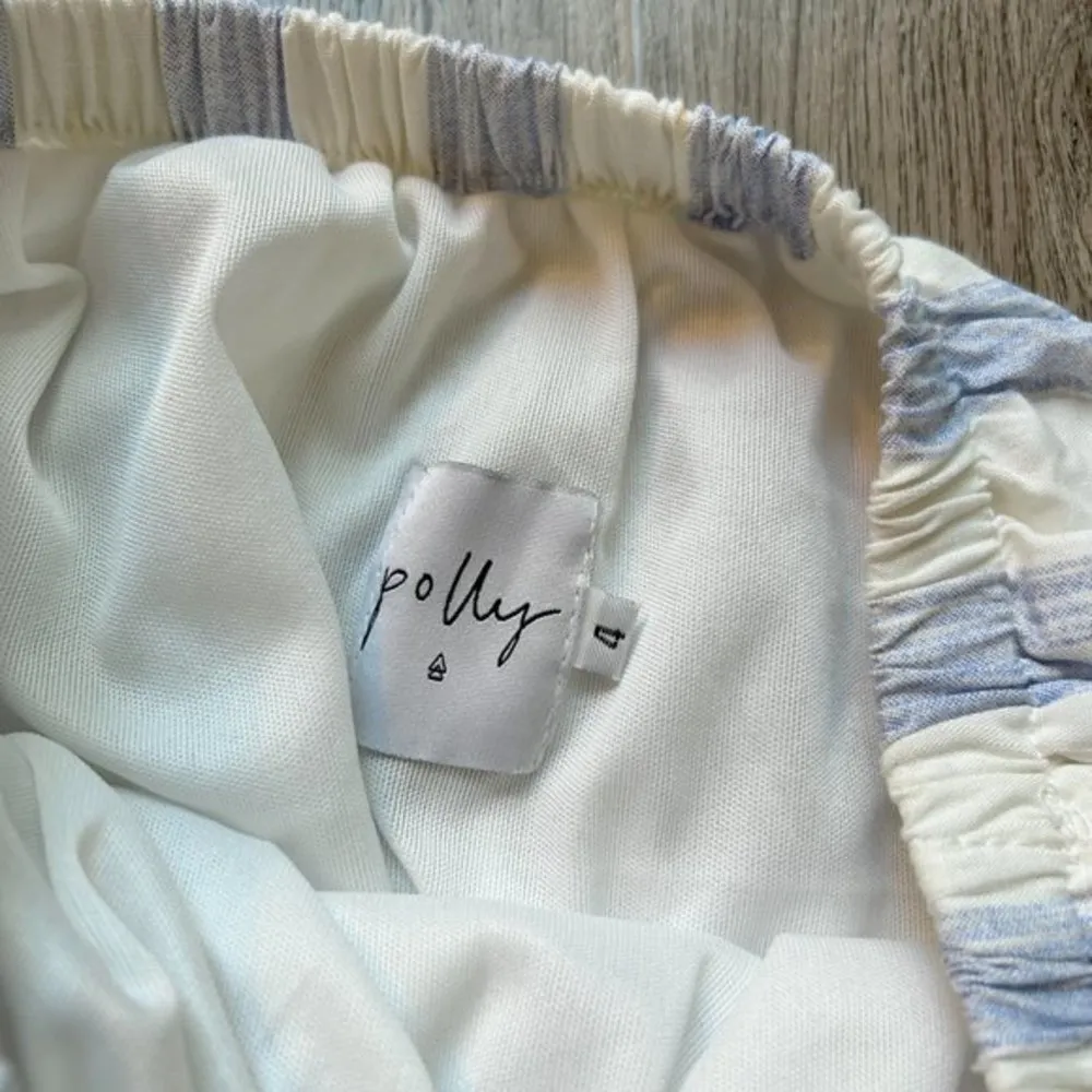 Princess Polly Salt Water Ruffle Mini Skirt White Blue Striped Size 0 - Image 5