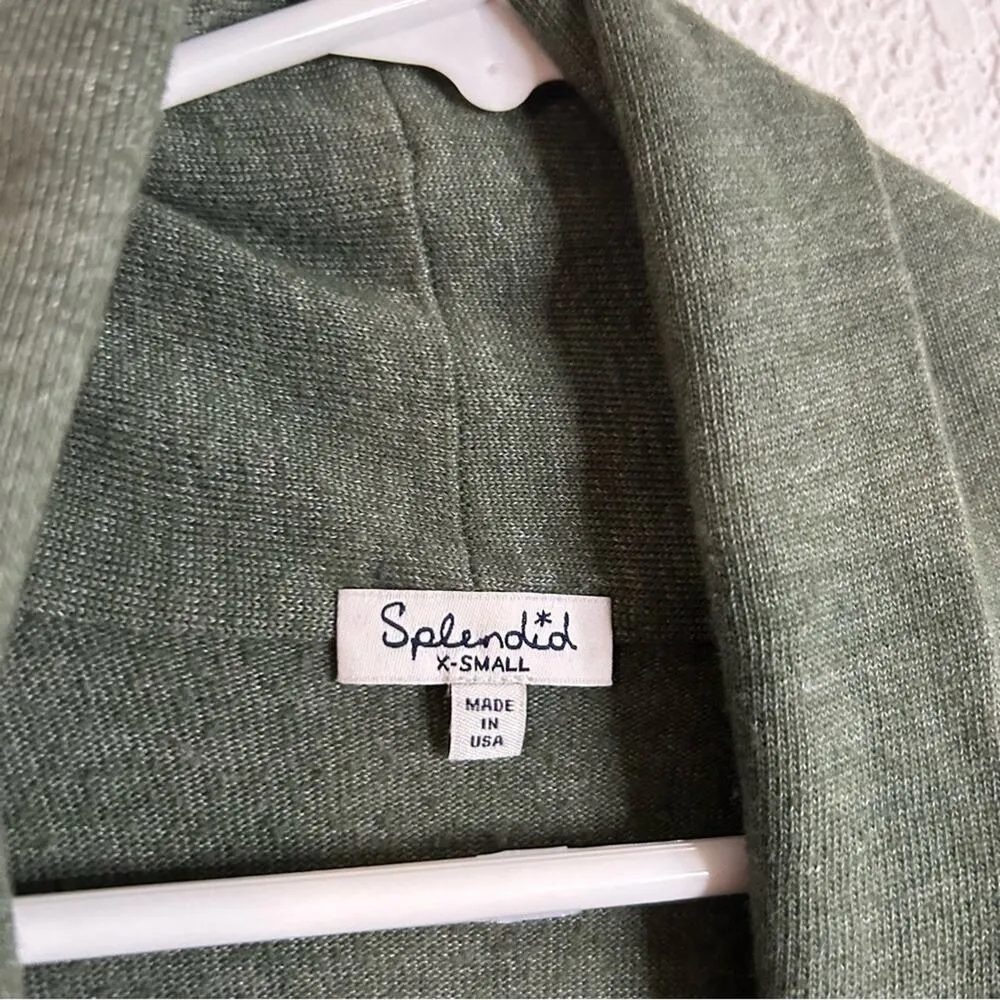 Splendid Green Heather Overlap Open Front Cardigan size XS cotton blend - Image 3