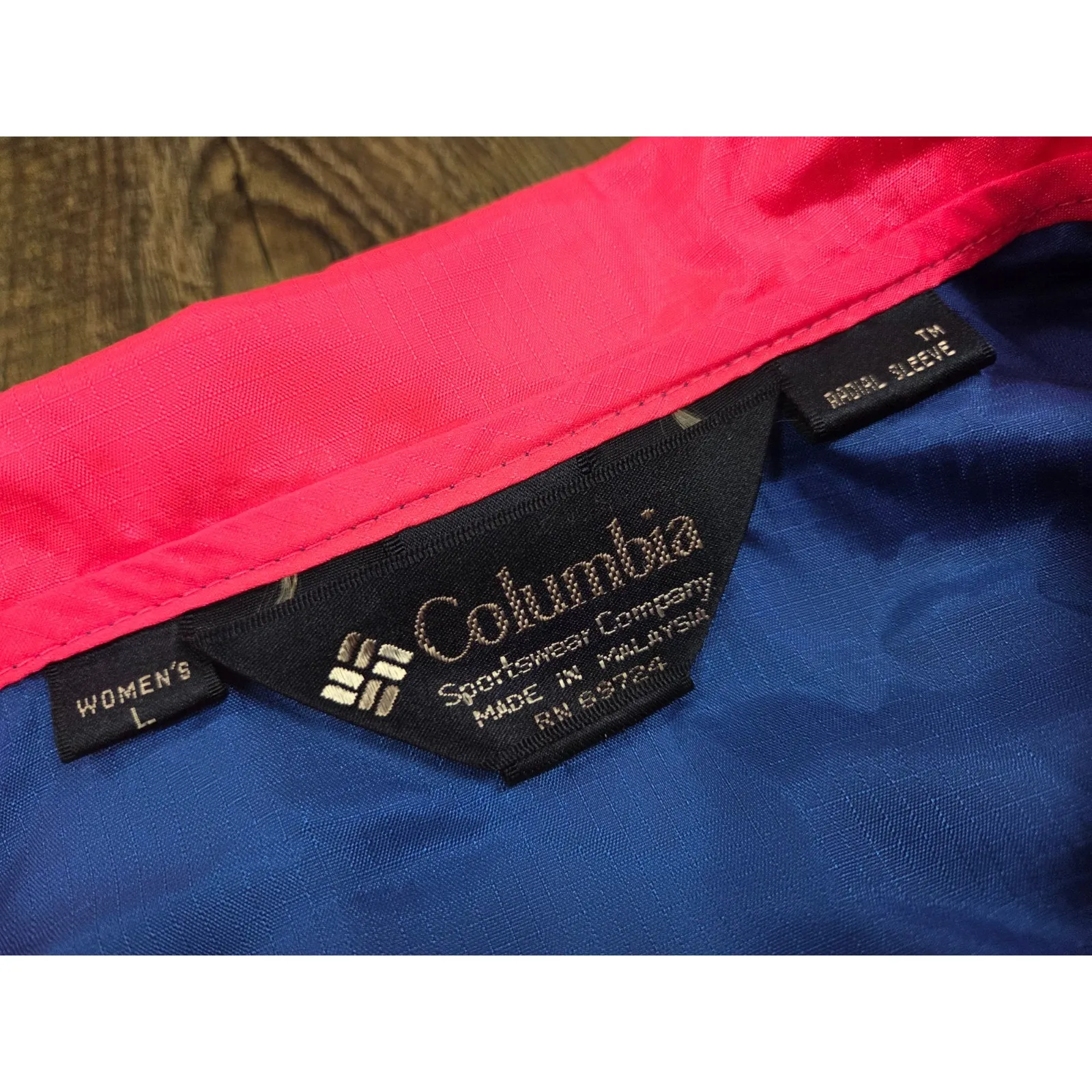 Columbia Intertrainer Vintage Retro Windbreaker Jacket Large Blue Pink - Image 3