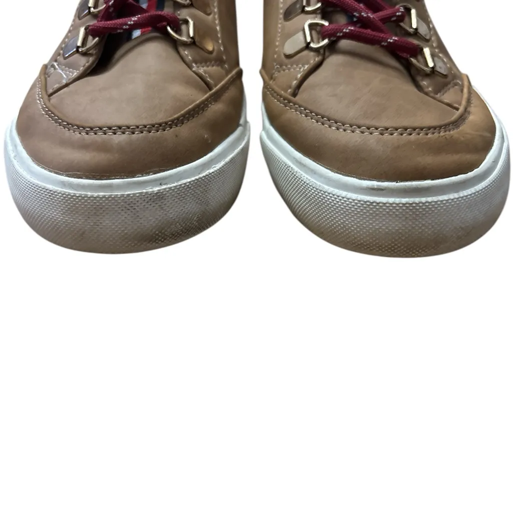 Tommy Hilfiger Jael Brown Shearling Trim High-Top Lace-Up Sneakers - Image 4