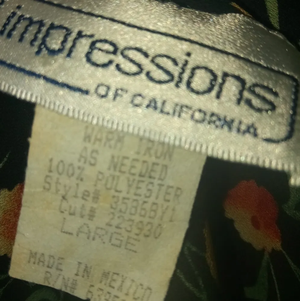 Impressions L Vtg Roses Black Bright Flowers Maxi Dress Size L - Image 3