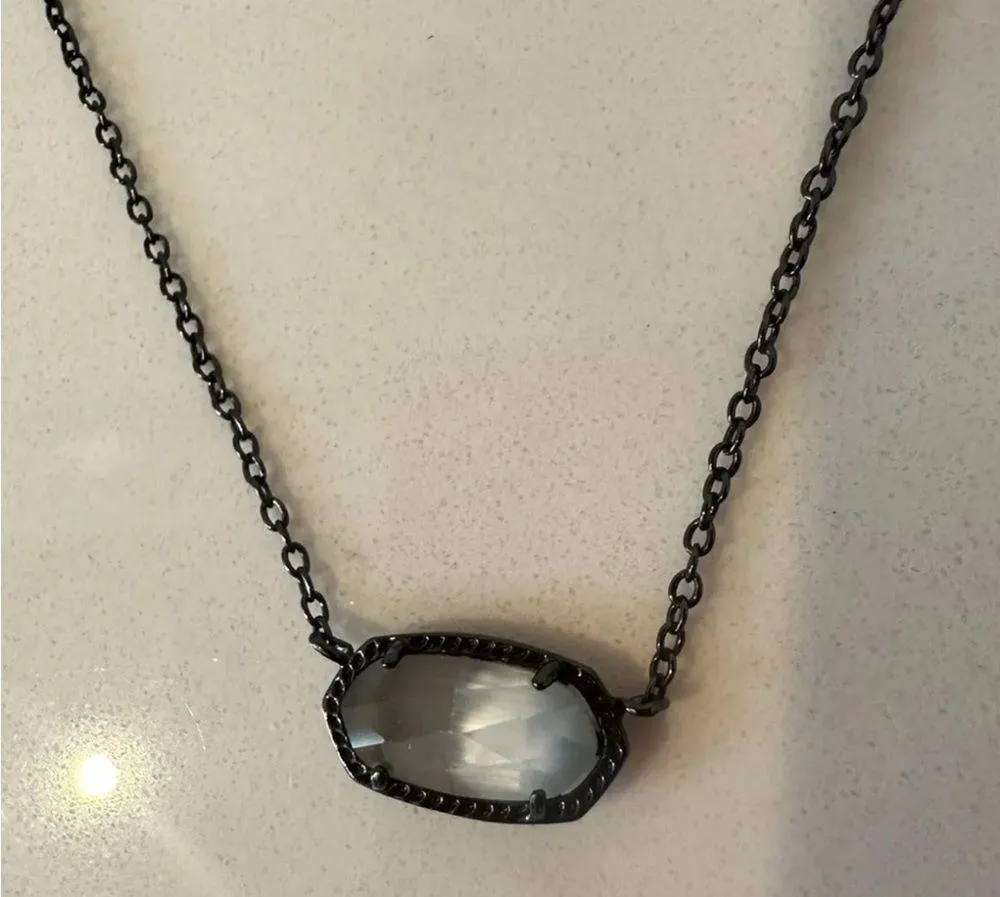 Kendra Scott Elisa Gunmetal and Slate Cats Eye Pendant Necklace - Image 5