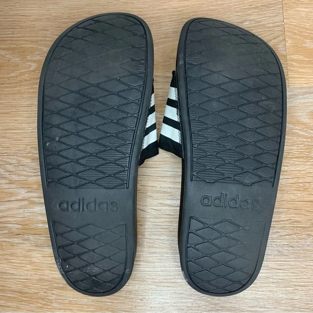 Adidas Women’s Black White Striped Slide Sandals - Image 10