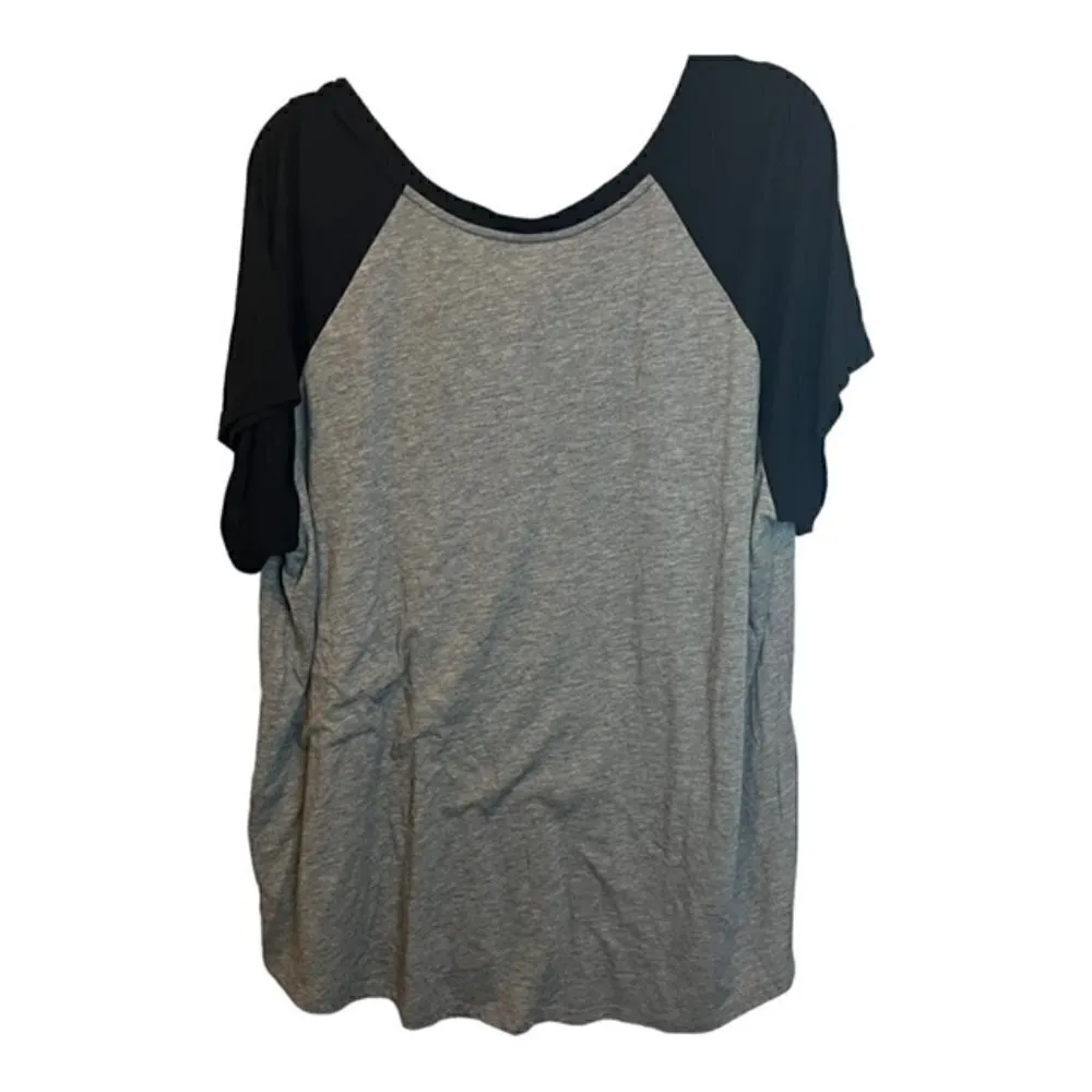 Torrid Blouse Women's‎ 4X Baseball Mom Tee Tshirt Shirt Gray - Image 2