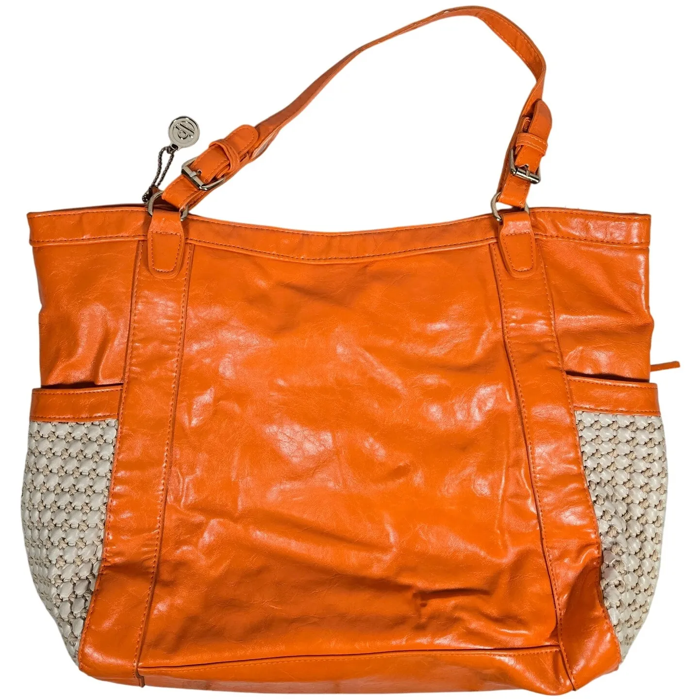 BIG BUDDHA‎ Orange Woven Leather Tassel Tote Bag - Image 2