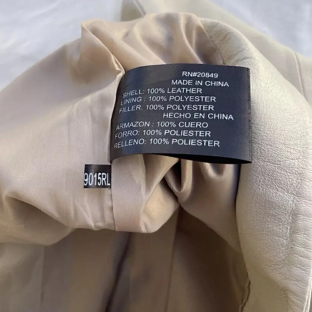 Vintage Women’s Midnight Velvet Cream White Brown Leather Skirt Sz 14 NWT - Image 16